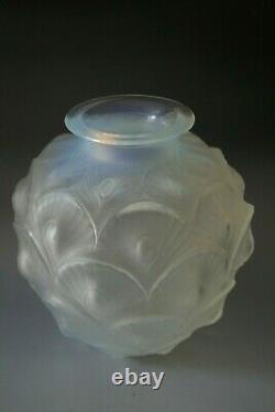 Antique Art Déco Sabino Opalescent Vase Peacock Modèle