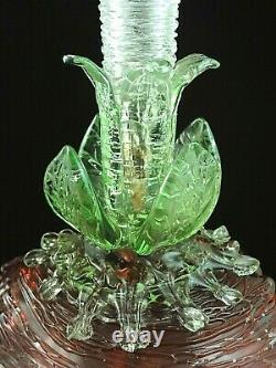 Antique Bohemian Loetz Rubina / Vase En Verre D'art Floriforme Pele Mele