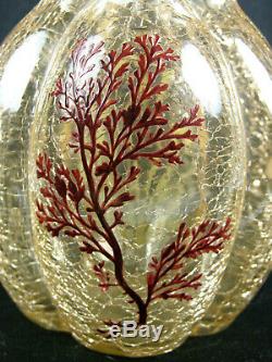 Antique C1900 Moser Ambre Crackle Verre Art Nouveau Vase Aquatique