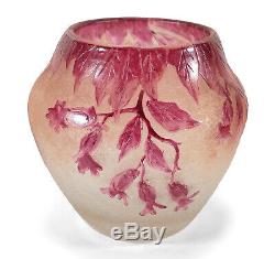 Antique Émaillé Gravé Legras Français Floral Rubis Cameo Art Glass Vase France