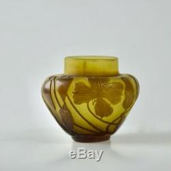 Antique Emile Galle Français Art Glass Vase En Verre Camée