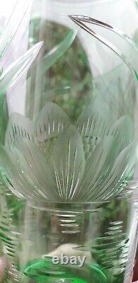 Antique John Walsh Art Déco Verre Vert Uranium Lily Coupe Vase Signé