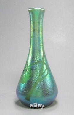Antique Loetz Gravé Silberiris Leaf Dek Art Glass Vase Ca 1903 Rare Décor 9 T