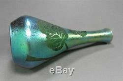 Antique Loetz Gravé Silberiris Leaf Dek Art Glass Vase Ca 1903 Rare Décor 9 T