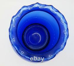 Antique Victorian Cobalt Bleu Mary Gregory Glass Bowl Vase Boy