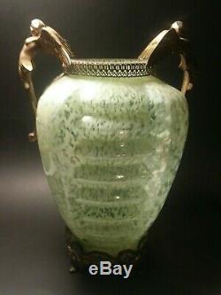 Antique Vintage Consolidated Phoenix Art Déco Vase En Verre Ormalou Rare Uranium