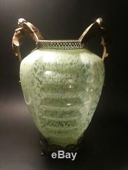 Antique Vintage Consolidated Phoenix Art Déco Vase En Verre Ormalou Rare Uranium