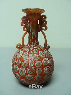 Antiquité Fratelli Toso Murano Millefiori Art Vase En Verre Art Miniature