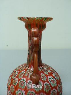 Antiquité Fratelli Toso Murano Millefiori Art Vase En Verre Art Miniature
