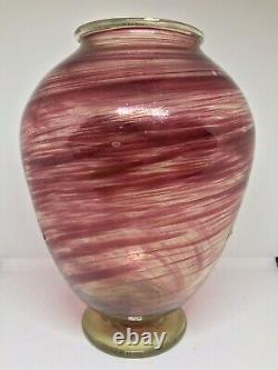 Arculus & Co Art Deco Streaky Cranberry & Uranium Glass Vase Antique