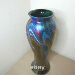 Art Antique Nouveau Iridescent Twisted Glass Vase 24cm Haut