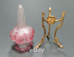 Art Antique Nouveu Français Baccarat Ou St Louis Etched Glass Vase Épergne Résister À