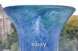 Art Déco Vase En Verre Monart Forme Pg Taille VII Bleu Vert Style 4 Décor 9 Pouces
