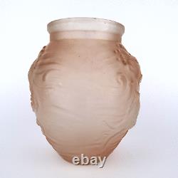 Art Déco Vase Pressglas Fische Dekor Art Glass Schneevogt Francfort 1920
