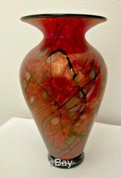 Art Lindsay Verre Signé Phoenix Blown Vase En Verre 6,75 Pouces De Hauteur