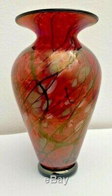 Art Lindsay Verre Signé Phoenix Blown Vase En Verre 6,75 Pouces De Hauteur