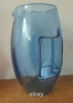 Art Nouveau 1905 Koloman Moser Kristall Krocodil Vase Jug En Verre De Cristal Bleu
