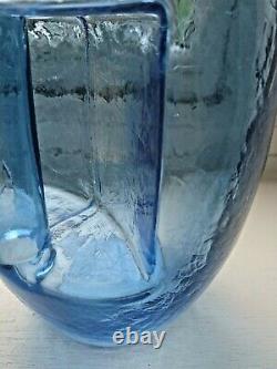 Art Nouveau 1905 Koloman Moser Kristall Krocodil Vase Jug En Verre De Cristal Bleu