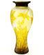 Art Nouveau Drogonfly Cameo Vase En Verre Galle Design'libellula " Glas Vase Gelb