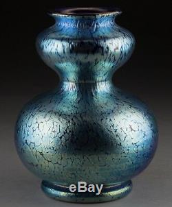 Art Nouveau Loetz Veuve Cobalt Creta Papillon Vase. 1900