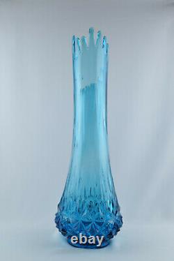 Art Vintage Blue Glass 22 Le Smith Milieu Du Siècle Moderne Balancé Vase Tirée