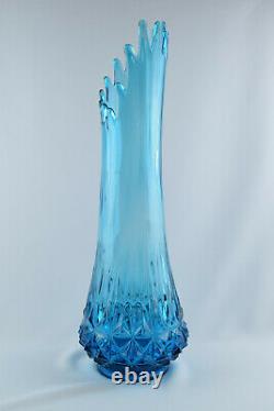 Art Vintage Blue Glass 22 Le Smith Milieu Du Siècle Moderne Balancé Vase Tirée