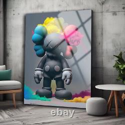 Art mural Kaws, art en verre trempé, couleurs vives, grand art mural, cadeau pour maman.