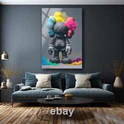 Art mural Kaws, art en verre trempé, couleurs vives, grand art mural, cadeau pour maman.