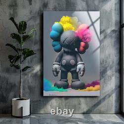 Art mural Kaws, art en verre trempé, couleurs vives, grand art mural, cadeau pour maman.