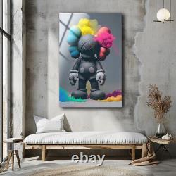 Art mural Kaws, art en verre trempé, couleurs vives, grand art mural, cadeau pour maman.