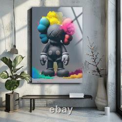 Art mural Kaws, art en verre trempé, couleurs vives, grand art mural, cadeau pour maman.