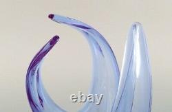 Artiste De Verre Scandinave. Vase / Bol En Verre D'art Soufflé À La Bouche Bleu Clair
