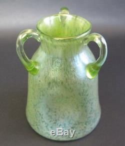 Authentique Loetz Papillion Trois Handled Art Glass Vase C. 1910 Antique Bohême