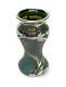 Autrichien Vert Iridescent Art Glass Sterling Silver Superposition Vase, Art Nouveau