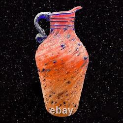 Azerbaijan Glassware Hand Blown Art Glass Textured Pitcher Vase 12t 5w Vintage