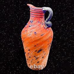 Azerbaijan Glassware Hand Blown Art Glass Textured Pitcher Vase 12t 5w Vintage