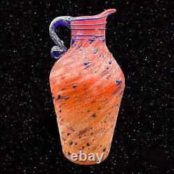 Azerbaijan Glassware Hand Blown Art Glass Textured Pitcher Vase 12t 5w Vintage