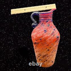 Azerbaijan Glassware Hand Blown Art Glass Textured Pitcher Vase 12t 5w Vintage