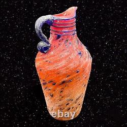 Azerbaijan Glassware Hand Blown Art Glass Textured Pitcher Vase 12t 5w Vintage