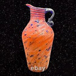 Azerbaijan Glassware Hand Blown Art Glass Textured Pitcher Vase 12t 5w Vintage