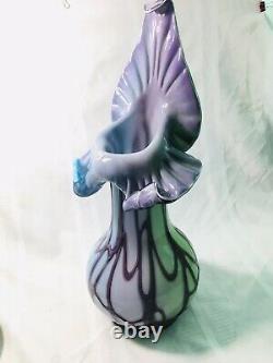 Baijan Art Glass 17 Vase Jack Dans La Chaire Prple Bleu Vert