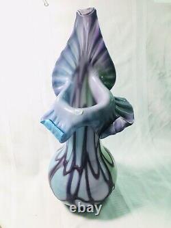 Baijan Art Glass 17 Vase Jack Dans La Chaire Prple Bleu Vert
