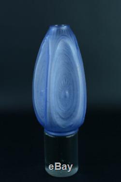 Beau Vase Signé Sabino Verre Bleu Opalescent France 1930 Art Déco En Verre Lalique