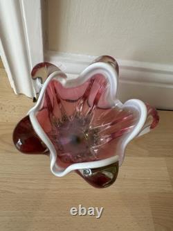 Beau vase en verre art 3D Josef Hospodka rétro du milieu du siècle Chribska tchèque MCM