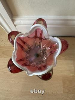 Beau vase en verre art 3D Josef Hospodka rétro du milieu du siècle Chribska tchèque MCM