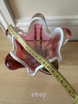 Beau vase en verre art 3D Josef Hospodka rétro du milieu du siècle Chribska tchèque MCM