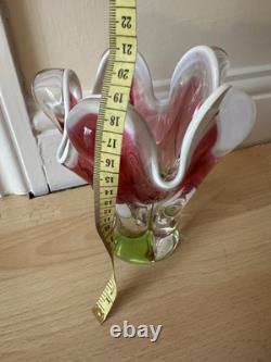 Beau vase en verre art 3D Josef Hospodka rétro du milieu du siècle Chribska tchèque MCM