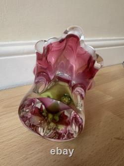 Beau vase en verre art 3D Josef Hospodka rétro du milieu du siècle Chribska tchèque MCM