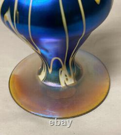 Belle Antiquité Signée Quezal American Art Glass Vase Iridescent King Tut