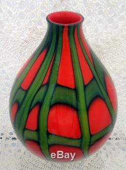 Belle Art Déco Kralik Tchèque Tango Motif Boule En Forme De Vase En Verre Art Des Années 1920